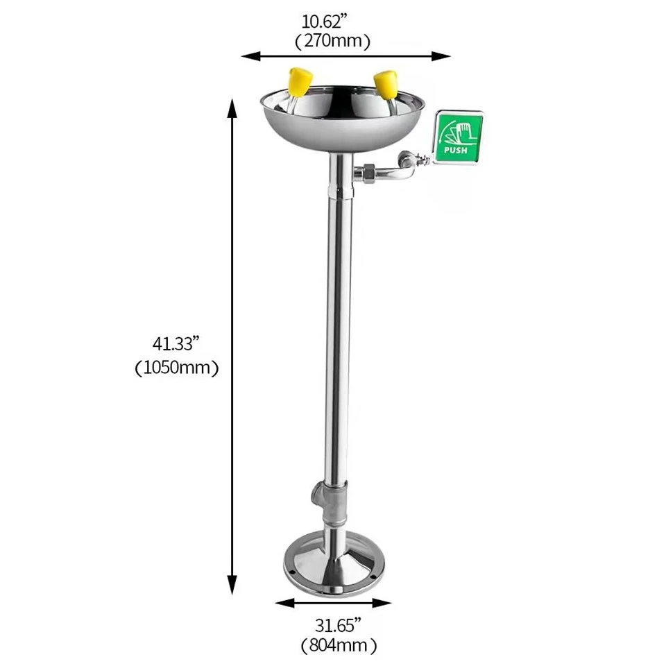 304 Stainless Steel Vertical Eyewash Shower Station ODM